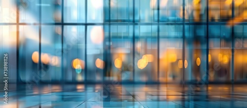 Blurred corporate business office building with windows reflection background. AI generated image photo