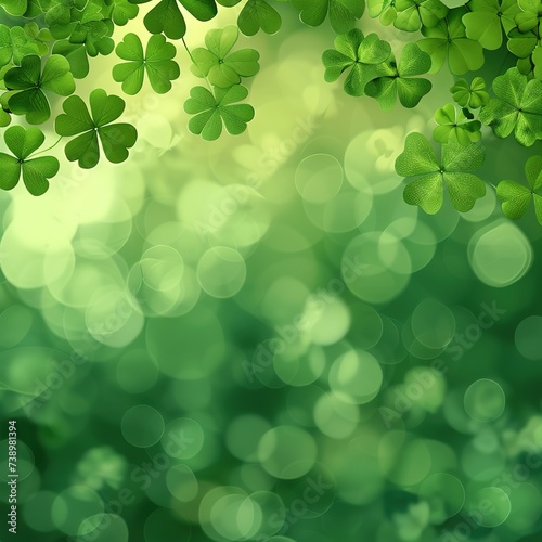 illustration of green blurry clover leaves background ai generated