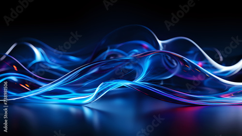 Elegant Blue Light Streams. A sleek design of blue light streams with a subtle reflection, perfect for backgrounds in tech presentations or creative projects.