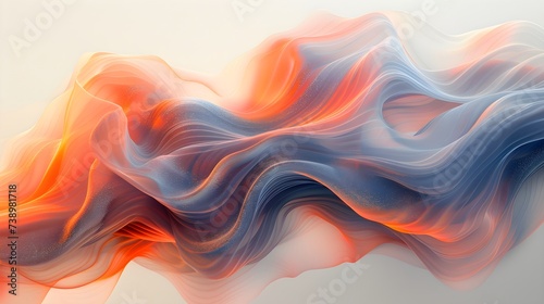 Beautiful silk flowing swirl of pastel gentle calming vibrant colouful light cloth background. Mock up template for product presentation. 3D rendering. photo