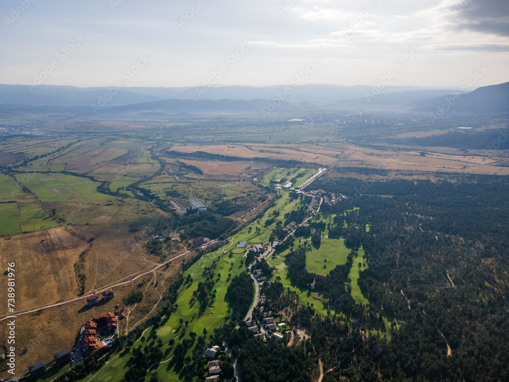 Aerial view of Razlog Valley near town of Bansko, Bulgaria Aerial view of Razlog Valley near town of Bansko, Bulgaria