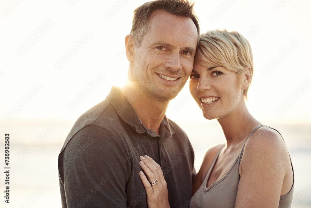 Couple, care and hug together with portrait for relationship, commitment and happiness with trust. Man, woman and partnership with affection for romance, connection and dating for marriage with love Couple, care and hug together with portrait for relationship, commitment and happiness with trust. Man, woman and partnership with affection for romance, connection and dating for marriage with love