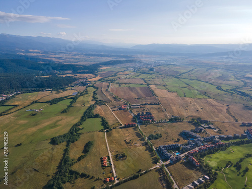 Aerial view of Razlog Valley near town of Bansko, Bulgaria © Stoyan Haytov
