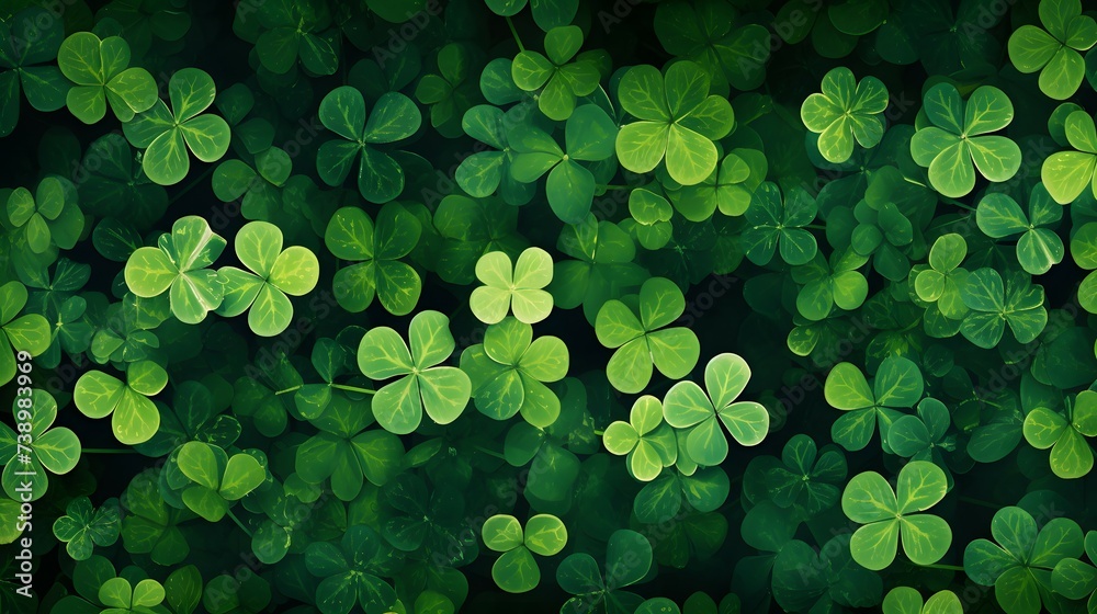 Dew-covered green clover leaves create a refreshing and textured natural pattern Dew-covered green clover leaves create a refreshing and textured natural pattern