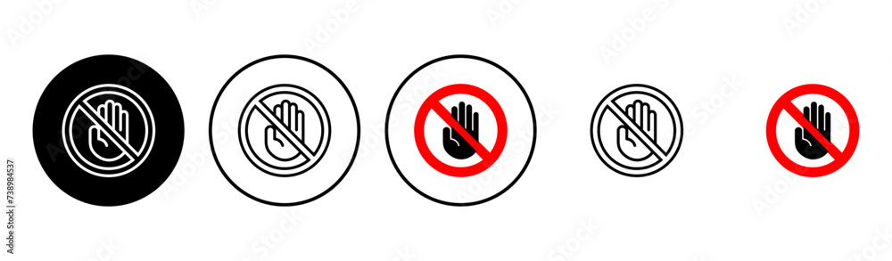 Stop icon set. stop road sign. hand stop icon vector