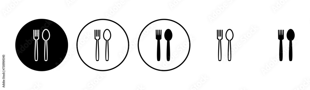 spoon and fork icon set. spoon, fork and knife icon vector. restaurant icon