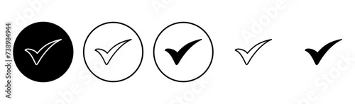 Check mark icon set. Check mark icon. Tick mark symbol vector photo