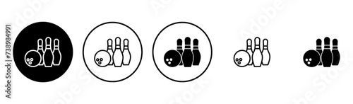 Bowling icon set. bowling ball and pin icon. bowling pins