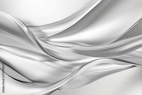 Abstract background featuring smooth white waves intertwined with sleek silver curves Creating a dynamic and elegant design