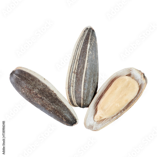 Cracked sunflower seeds isolated transparent