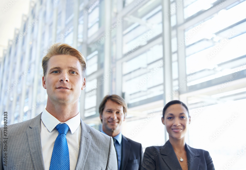 Businessman, portrait and confidence in career, lawyers and pride in profession. Business people, teamwork and collaboration or support in workplace, together and entrepreneur of startup company Businessman, portrait and confidence in career, lawyers and pride in profession. Business people, teamwork and collaboration or support in workplace, together and entrepreneur of startup company