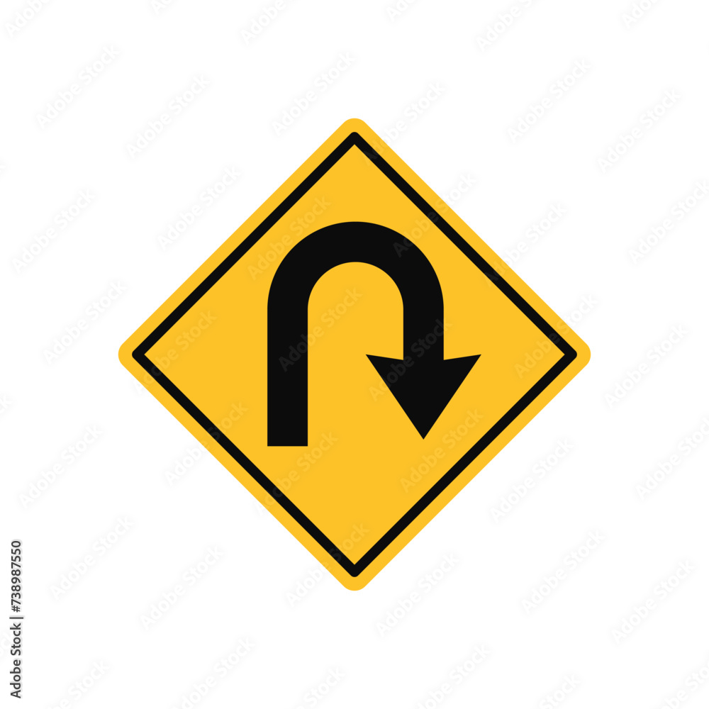 U Turn to Right Ahead Traffic Sign U Turn to Right Ahead Traffic Sign