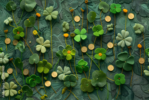 Vibrant Green Shamrocks: Needle Felting Wool Embroidery for Festive St. Patrick's Day Decor