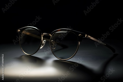 studio photography of a sunglass with a black background, professional color grading, soft shadows, no contrast, clean sharp focus, film photography