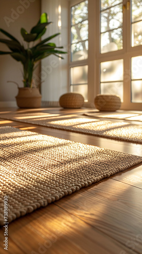 Zen Vibes: Serene Yoga Studio with Natural Light and Warm Wood Accents for Ultimate Relaxation