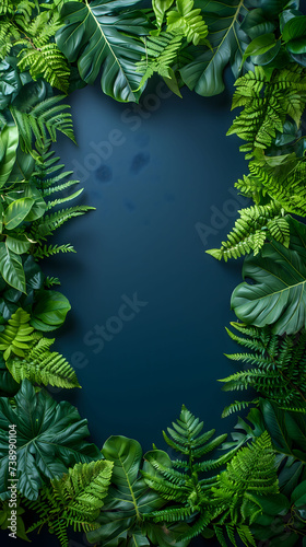 Moody Fern: Isolated Vertical White Rectangle with 4 Ferns for a Serene Atmosphere