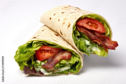 Brisk BLT Wrap , white background, fast food.