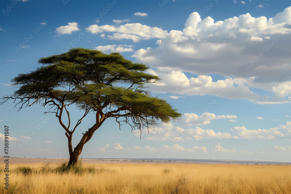 Acacia (Acacia) - Africa, Australia & Americas - Thorny trees or shrubs with feathery leaves. They are adaptable to arid conditions and provide shade and forage for animals in savannas and deserts 