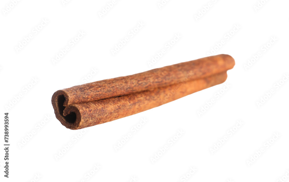 One aromatic cinnamon stick isolated on white One aromatic cinnamon stick isolated on white