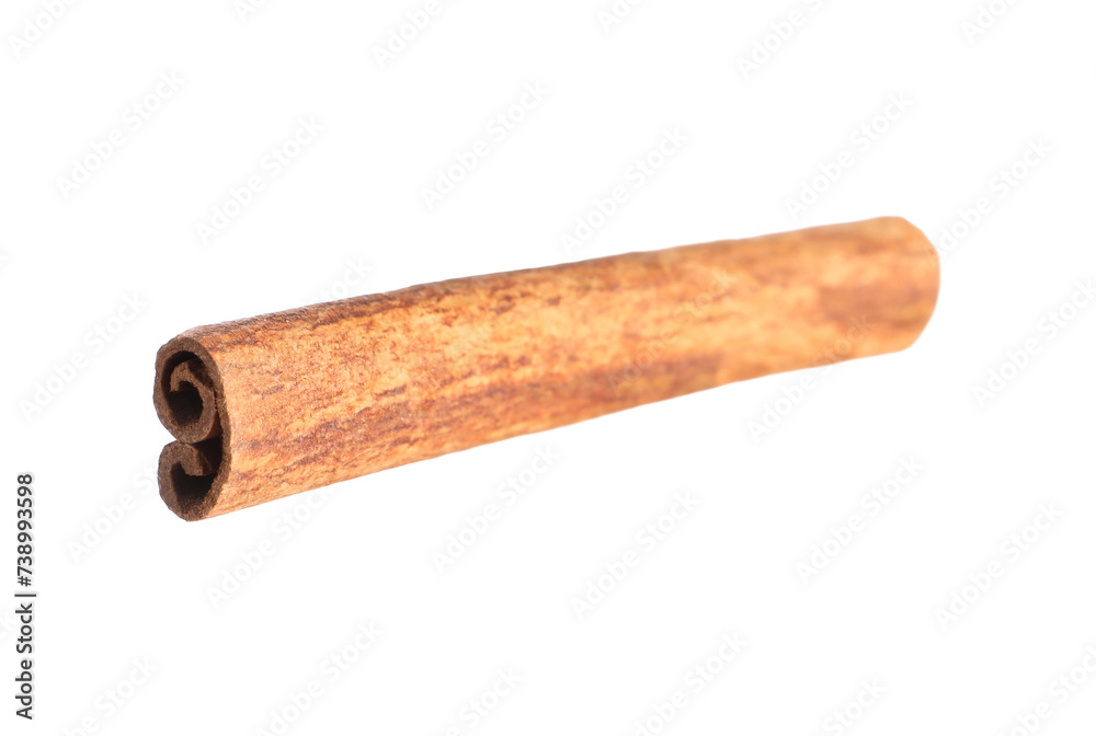 One aromatic cinnamon stick isolated on white One aromatic cinnamon stick isolated on white