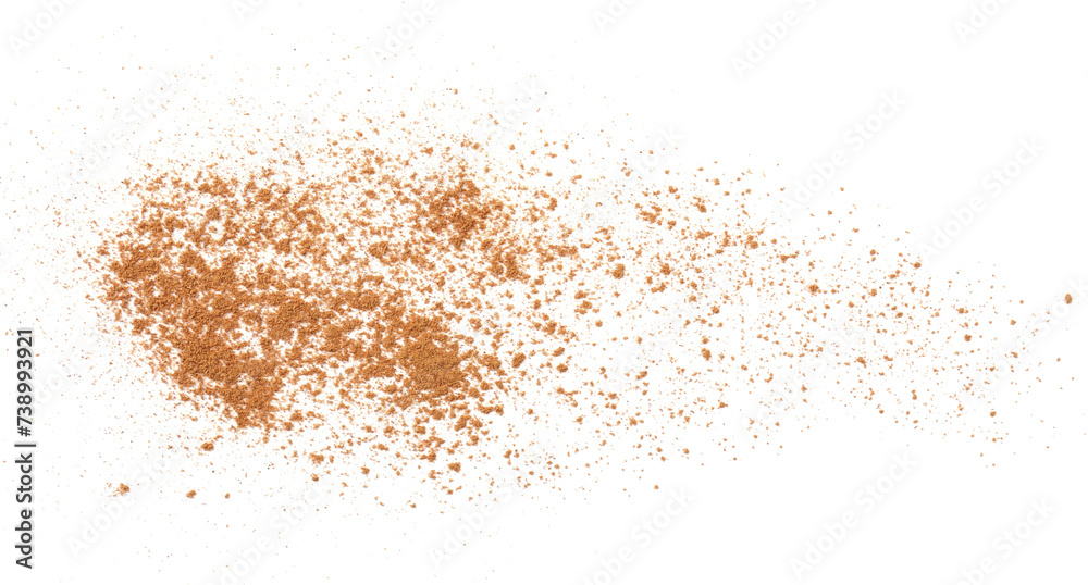 Dry aromatic cinnamon powder isolated on white, top view Dry aromatic cinnamon powder isolated on white, top view