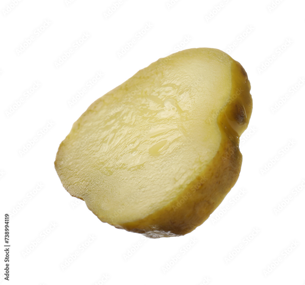 Slice of pickled cucumber isolated on white Slice of pickled cucumber isolated on white