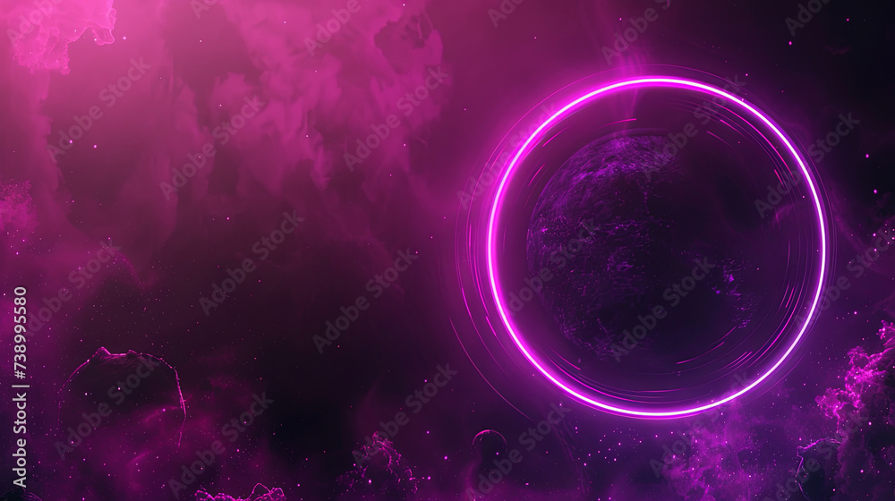 A circle light frame with smoke for background and video cover