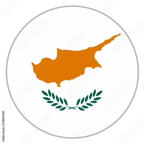 cyprus flag in circle shape isolated on white