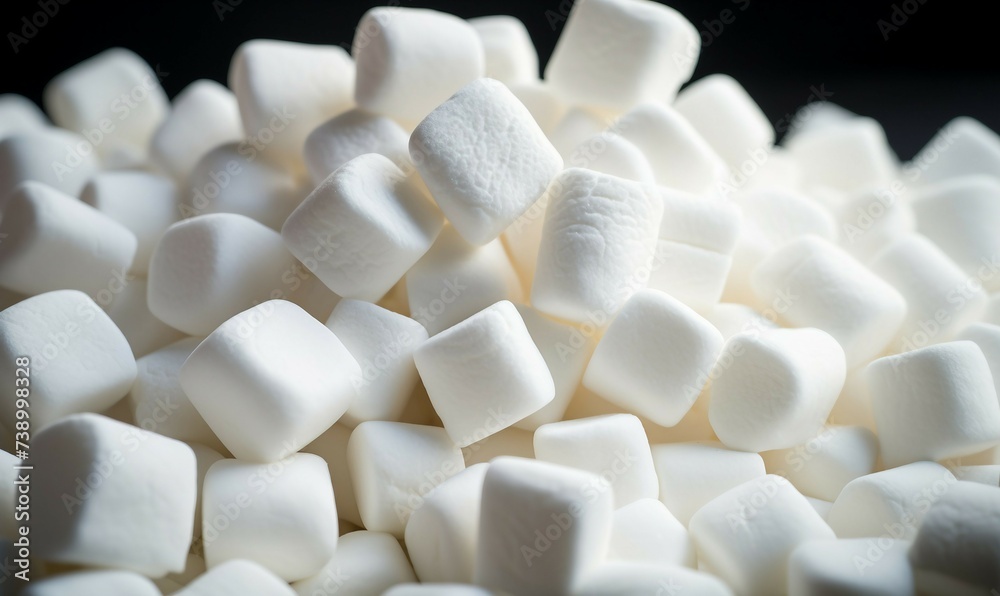 White marshmallows on a black background. Shallow depth of field. White marshmallows on a black background. Shallow depth of field.