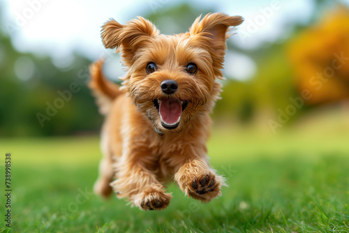 Energetic Dog Running in Grass