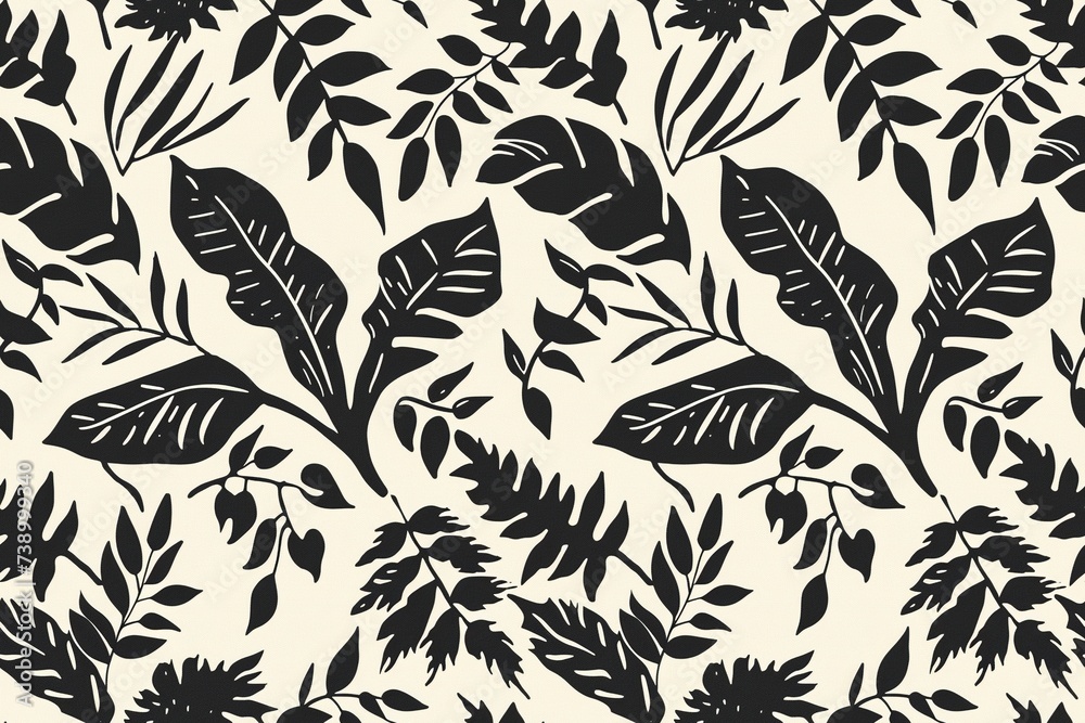 Seamless Black and White Floral Pattern