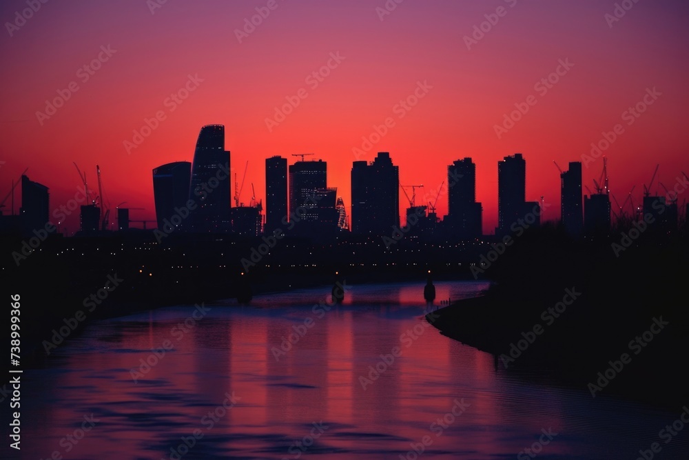 Obraz premium City skyline at sunset