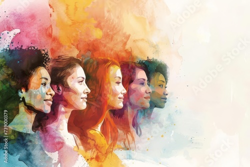Celebration of international women's day with a group of happy women in watercolor style Symbolizing diversity Empowerment And unity among women worldwide