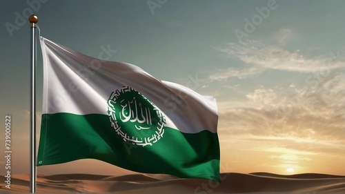 illustration saudi arabia flag for celebrating founding day photo