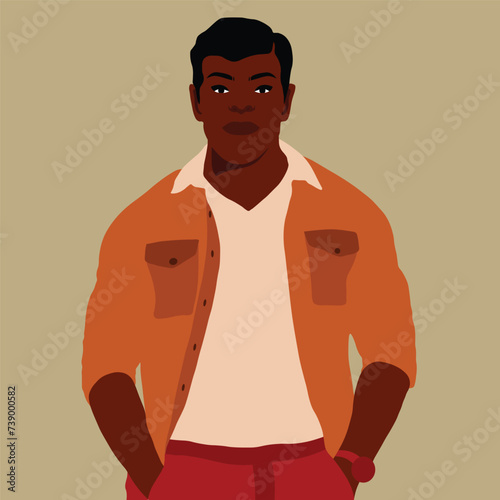 Handsome black man in elegant art style vector