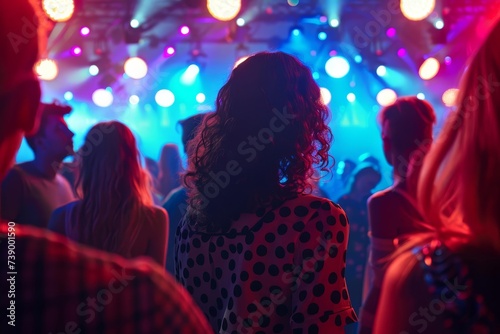 Energetic nightclub scene with vibrant lighting and dynamic crowd enjoying the rhythm Embodying the essence of nightlife and celebration