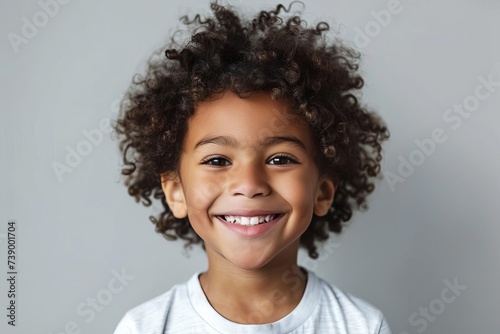 Portrait of a cheerful young boy with a bright smile Showcasing the innocence and joy of childhood in a professional studio setting