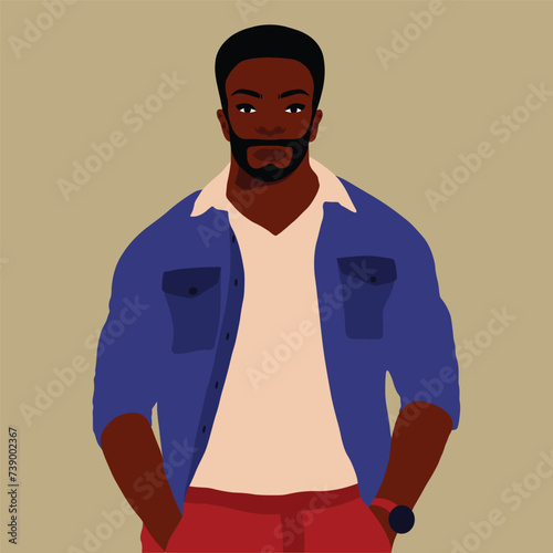 Afro black man in elegant art style vector