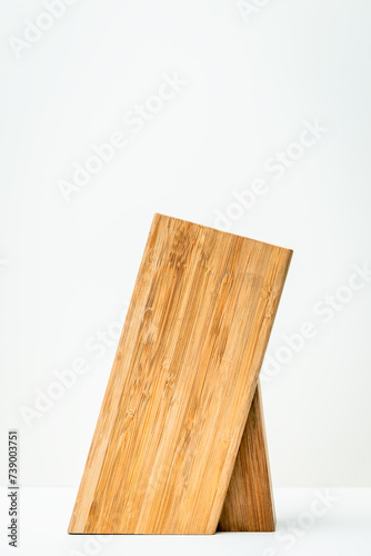 Knife block bamboo isolated single one no knives on it