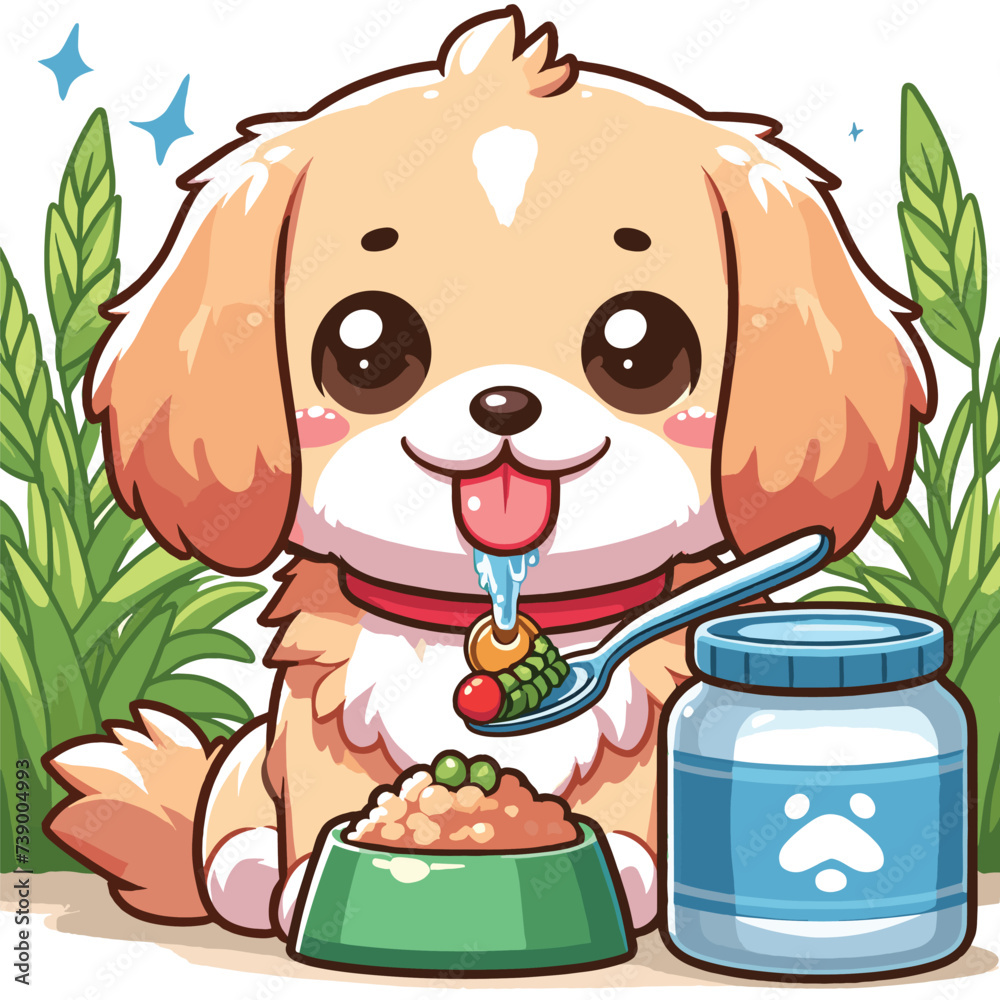 cute dog eating cartoon vector on white background
cute dog eating cartoon vector on white background