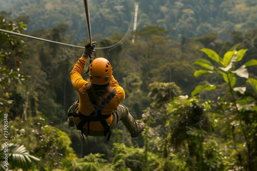 Forest canopy zip-lining experience Offering thrilling rides through treetops With educational talks on forest conservation and biodiversity.