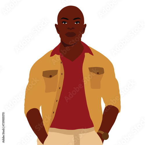 Bold stylish black man in elegant art style vector