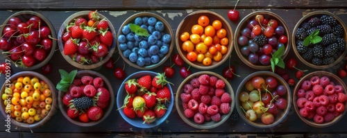 Berry varieties from above vibrant spread culinary art photo