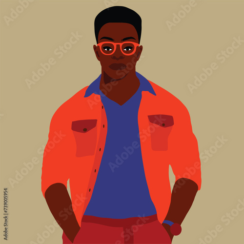 Stylish afro black man in elegant art style vector