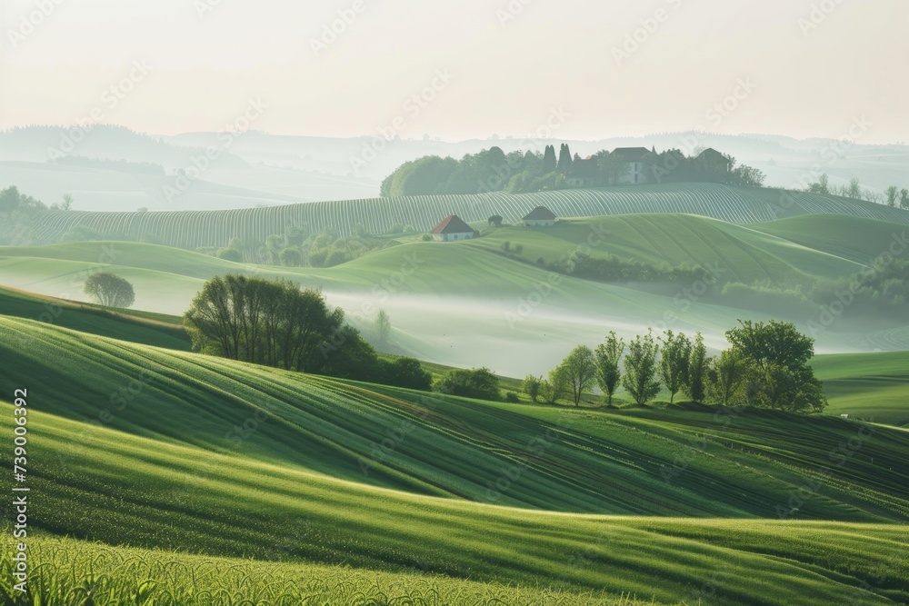 Countryside with rolling hills background . 