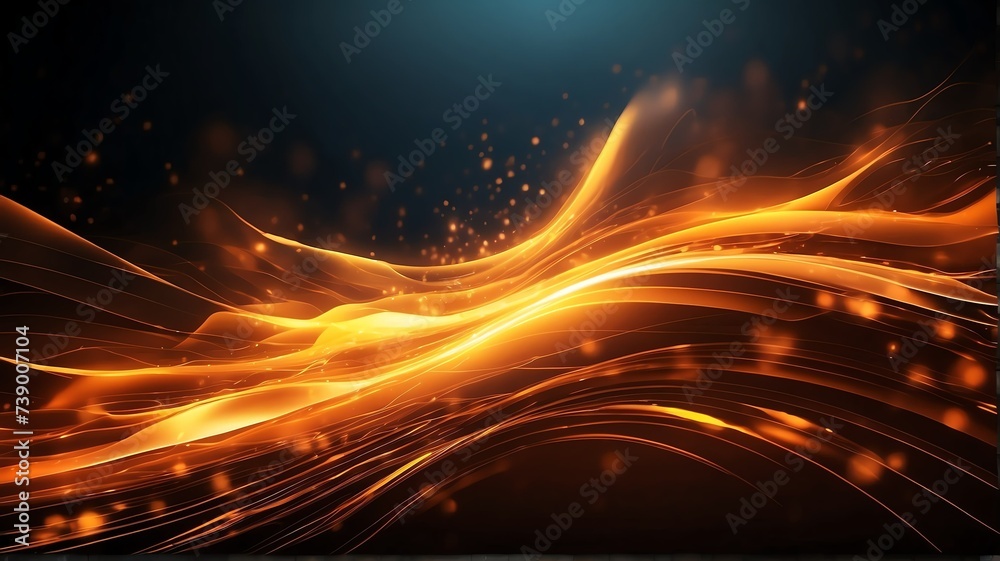 Obraz premium Orange technology abstract motion background with burst rays speed light effect from Generative AI