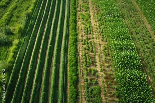 Rural farmland with crops background. 