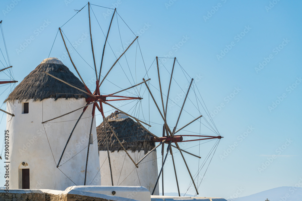 Famous Windmills of Mykonos.  Mykonos Island in Greece