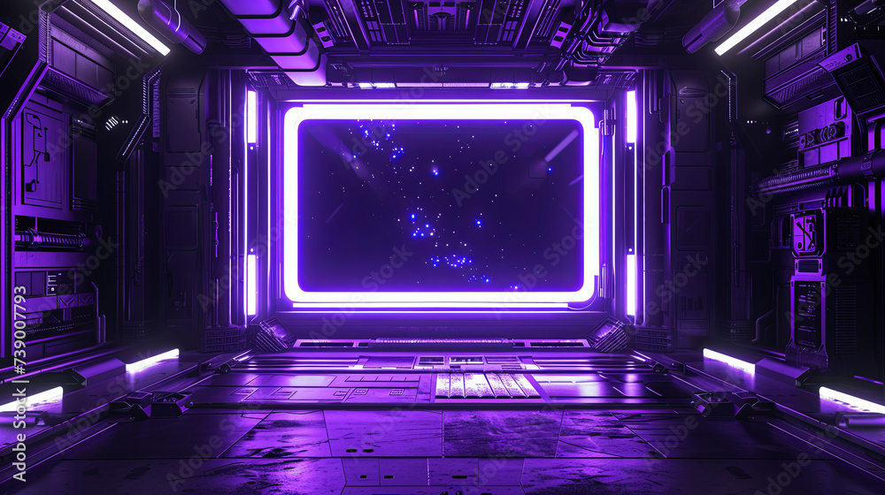 An interior of a sci-fi spaceship for video cover An interior of a sci-fi spaceship for video cover
