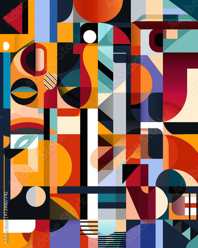 abstract geometric vector background inspired by cubist art fragmented shapes